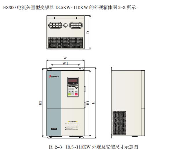 ES300變頻器的外形尺寸