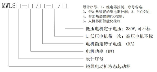MWLS系列繞線電動(dòng)機(jī)液態(tài)起動(dòng)柜型號(hào)含義